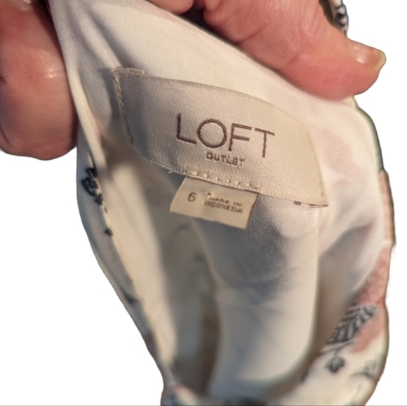 LOFT Slip Dress white lined Floral Paisley Print A Line Slip Babydoll Dress Sz 6 - Picture 3 of 10